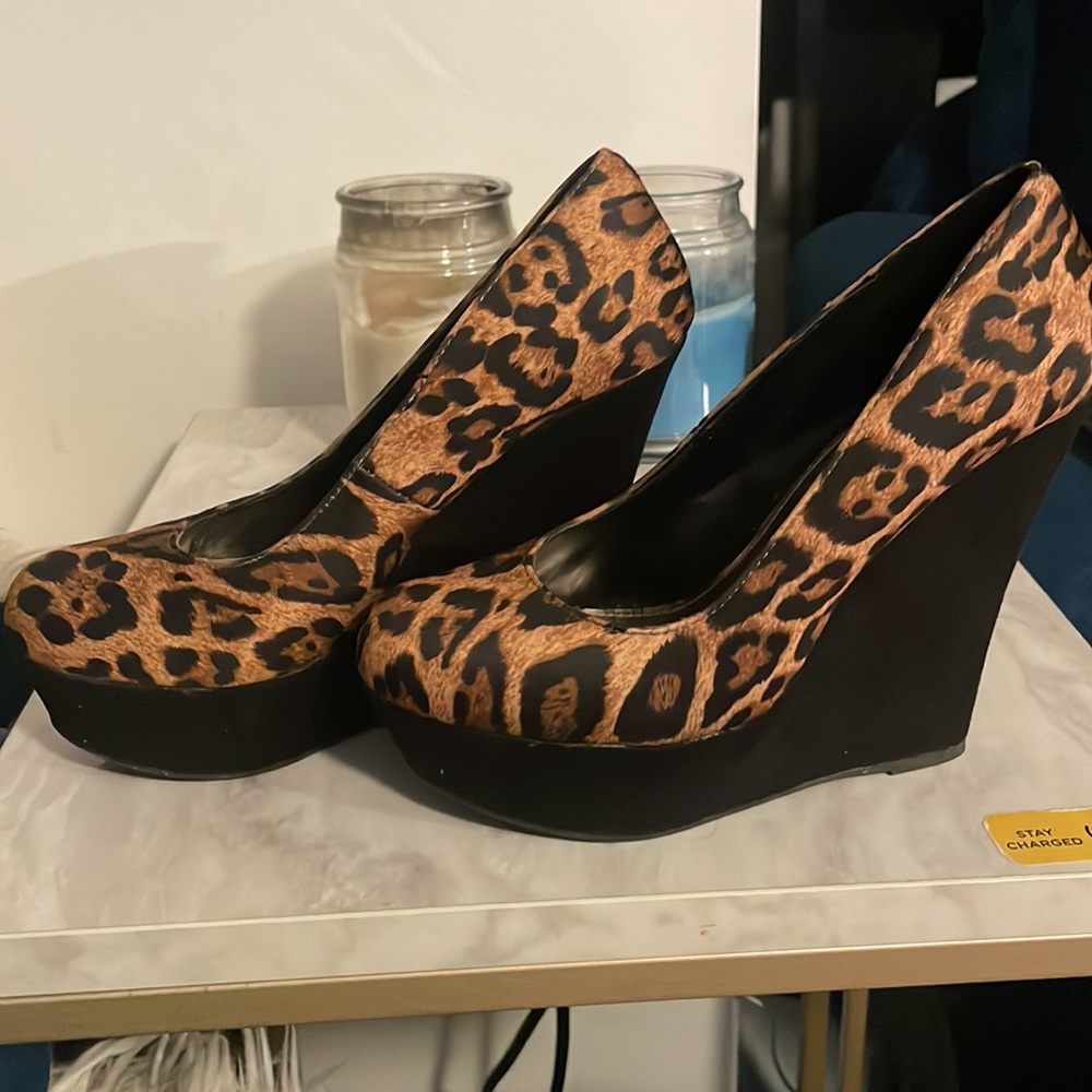 Leopard Print Platform Heels - image 2